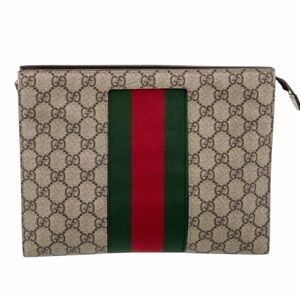 Gucci Beige Toiletry Bag with Red and Green Stripe